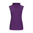 thumbnail image 4 of WonderWiz Women Sleeveless Mock Turtleneck Tank Tops Slim Fit Stretchy Layer Tee Shirts Purple S, 4 of 5