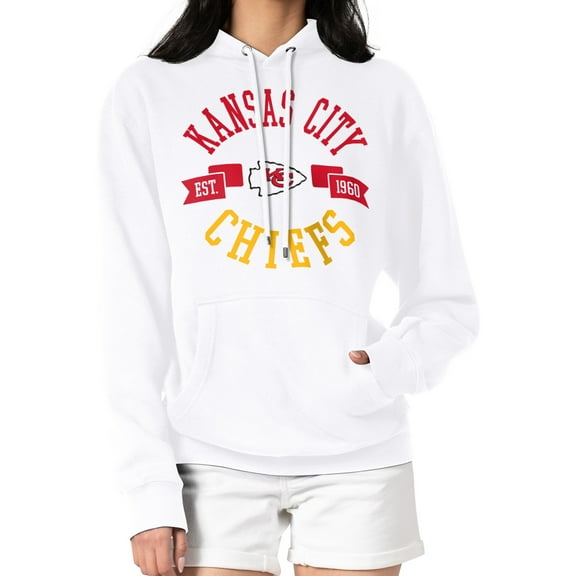 Women's G-III 4Her by Carl Banks White Kansas City Chiefs City Graphic Team Fleece Pullover Hoodie