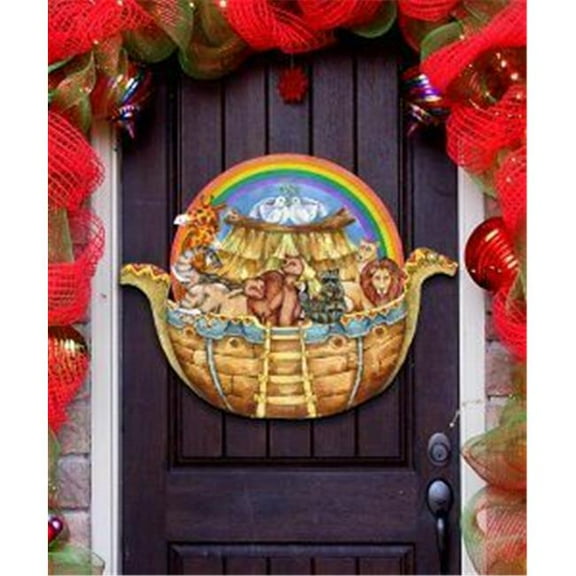 8114050 Noah Ark Wooden Christmas Ornament Set of 2