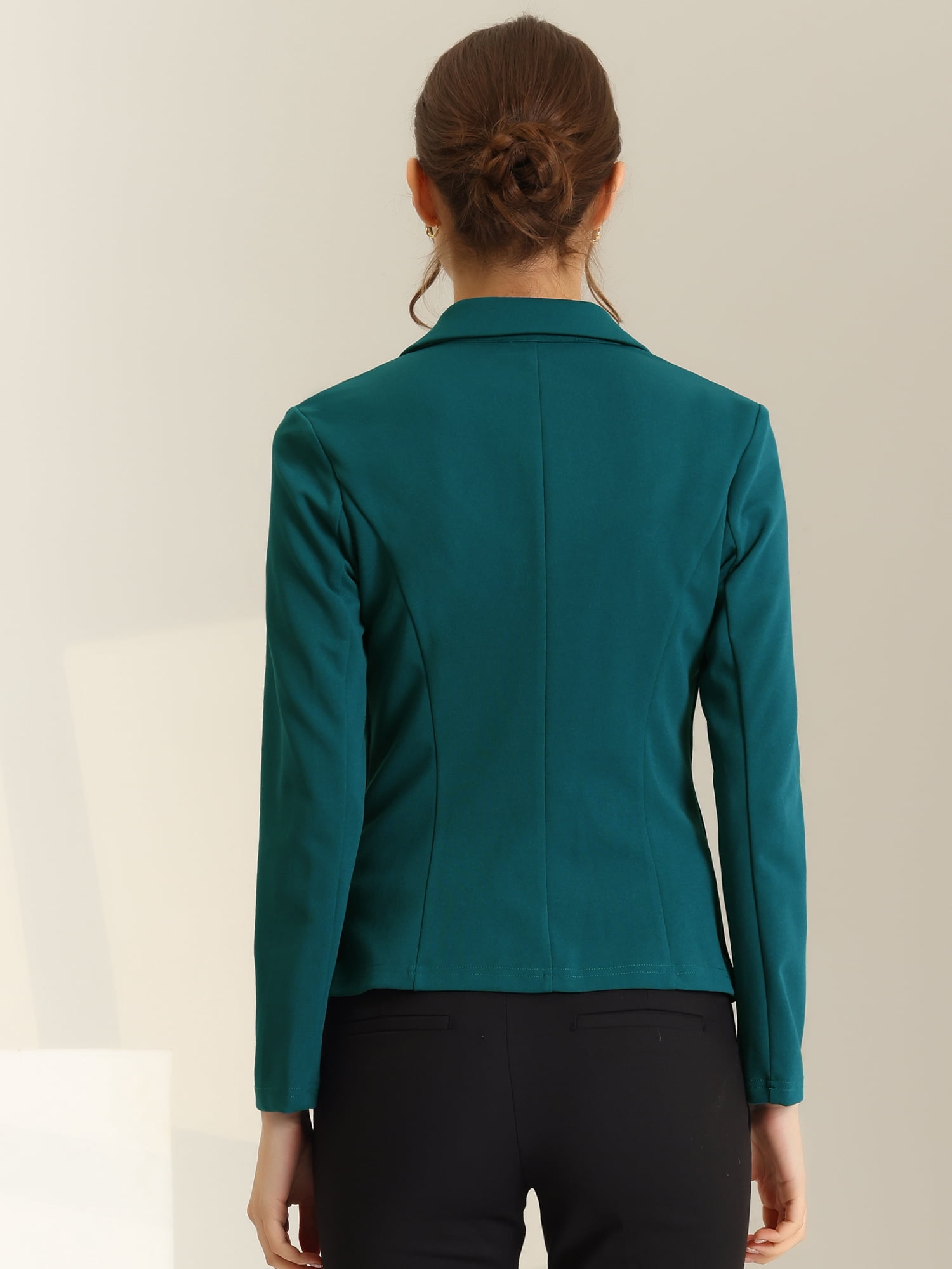 DARING DIVA Women's Office Work Lapel Collar Stretch Blazer XS Peacock Blue