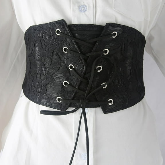 PTOOTP Women's Lace-Up Wide Corset Belt, Adjustable Waist for Fashion Styling and Trendy Outfits