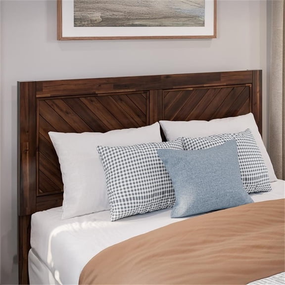 Pemberly Row Full Wood Headboard with Chevron Detail in Barnwood