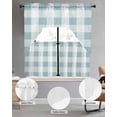 thumbnail image 2 of Aqua Plaid Swag Kitchen Curtains Sets for Windows 24 Inch Length, Spring Summer Farmhouse Buffalo Checkered Short Window Curtain Panels Swags Valances and Tiers 3 Piece Set for Cafe/Dining Room, 2 of 5