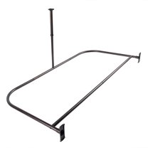 Utopia Alley Rustproof Wall Mounted Aluminum D-shape Shower Rod With Ceiling Support for Freestanding Tubs, 60 Inch Large Size by 25 Inch, Oil Rubbled Bronze