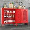 thumbnail image 6 of 2 Mesh Door Metal Storage Cabinet for Bed Room,Living Room,Home,Hotel,Office,Garage,Kitchen,3-Tier,2 Removable Shelves. (Red), 6 of 15