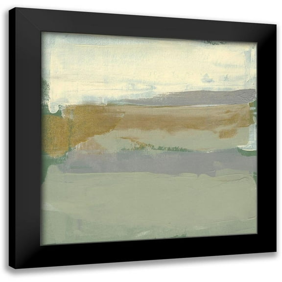 Goldberger, Jennifer 12x12 Black Modern Framed Museum Art Print Titled - Sage and Gold Swipe I