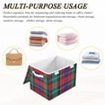 thumbnail image 6 of Yayeee Collapsible Cube Storage Bin with Lid Fabric Closet Decorative Basket with Handles, Red Green Pattern, 6 of 7