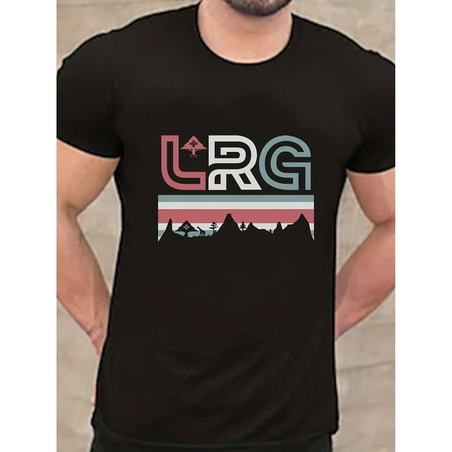 LRG patterned printed men's comfortable micro-stretch T-shirt, patterned T-shirt men's summer clothing, sports fitness men's casual wear
