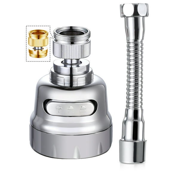 YDmeet Kitchen Sink Faucet Aerator, 360°Rotatable Sprayer, Anti-Splash Sink Sprayer Facuet Nozzle Head, Replacement Part Faucet Head, Kitchen Tap Spray Spout, Flexible Swivel Tap Aerator Hose(Chrome)