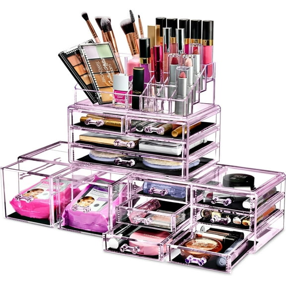 Sorbus Cosmetic Makeup and Jewelry Storage Case Tower Display Organizer - Spacious Design - Great for Bathroom, Dresser, Vanity and Countertop (Purple)