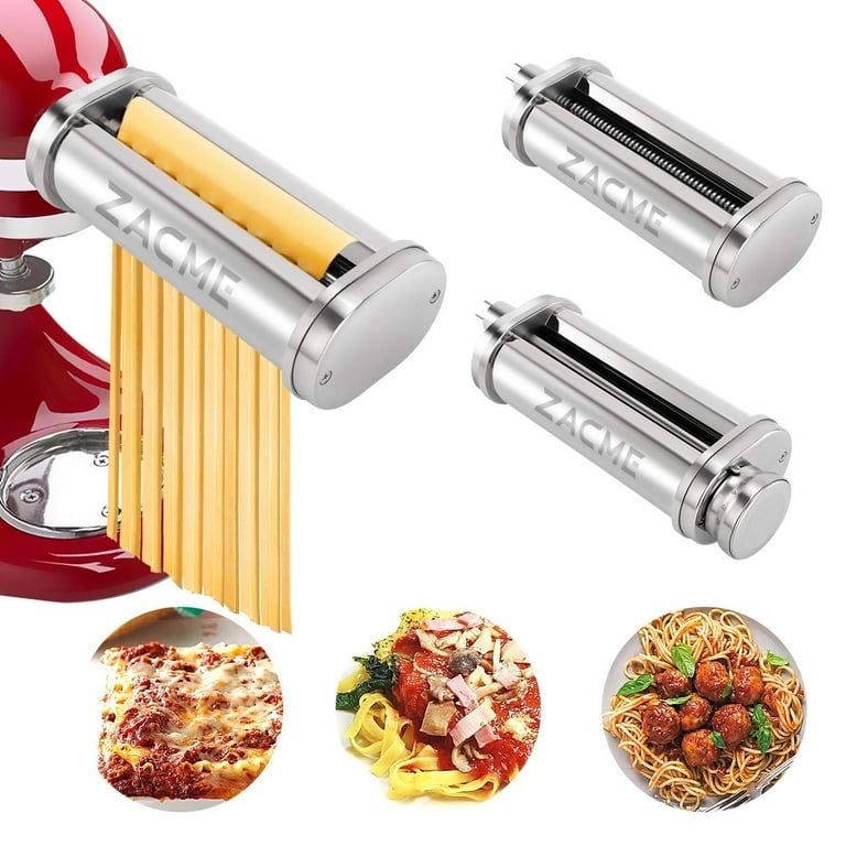 Pasta Maker Attachment for KitchenAid 3Pcs Pasta Maker Attachment Including  Pasta Sheet Roller,Spaghetti Cutter,Fettuccine Cutter Fit All KitchenAid