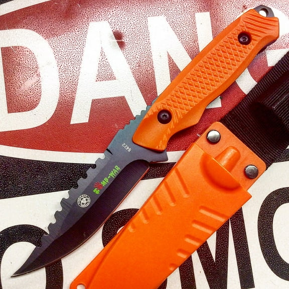 Zomb-War 8" Rambo Hunting Knife with Sheath Orange 8422