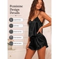 thumbnail image 6 of DAKIMOE Silk Stain Pajamas Set for Women 2 Piece Pjs Sets Adjustable Cami Top and Shorts with Ruffle Nightwear, 6 of 7