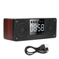 thumbnail image 1 of Mini reloj despertador inalámbrico Bluetooth, tarjeta enchufable portátil para exteriores, altavoz de música bajo (grano de madera roja), 1 of 5