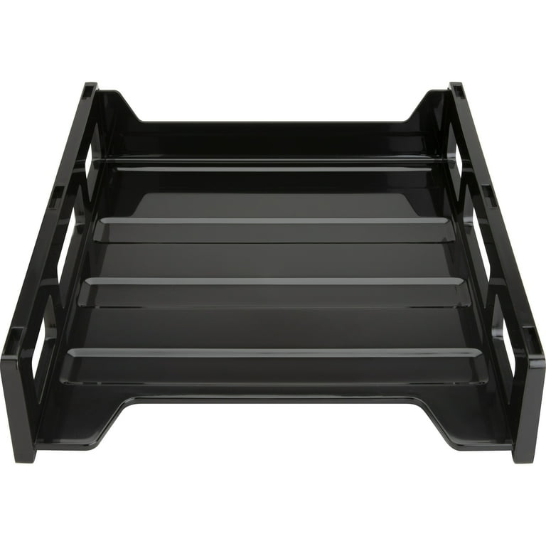 Business Source Stackable Letter Tray - Stackable, Front Loading - Black - Plastic - 1 Each
