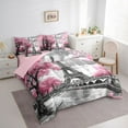 thumbnail image 3 of Homewish Pink Cherry Blossom 7-Piece Twin Bedding Sets,Paris Eiffel Tower Bedding Comforter Set,Chhic Classic Architecture Sheet Sets For Adults,Super Cozy Room Decor Reversible, 3 of 8