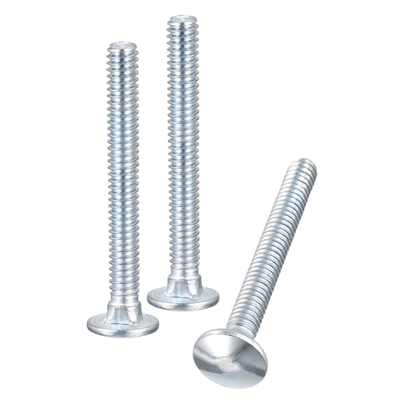 1/4-20x2-1/2" Carriage Bolt, 8pack Round Head Square Neck Screws, Carbon Steel Zinc Plated, Fully Threaded