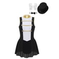 thumbnail image 3 of TiaoBug Women's 4Pcs Halloween Outfits Circus Performance Costume Ringmaster A-line Dress B Black M, 3 of 7