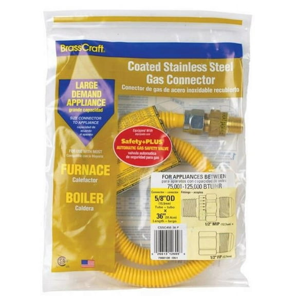 BrassCraft CSSC12R-24 P Safety  Gas Connector, 3/4" x 3/4", Stainless Steel