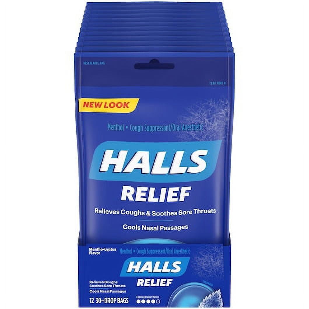 (Price/Case)Halls Menthol Eucalyptus Cough Drops, 30 Count, 12 Per Box, 4 Per Case