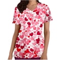 thumbnail image 1 of Haut d'Allaitement pour Femmes, Col en V Manches Courtes avec Poche, Uniforme Imprimé Unisexe pour Journée Décontractée Ou Travail, Rouge, 1 of 5