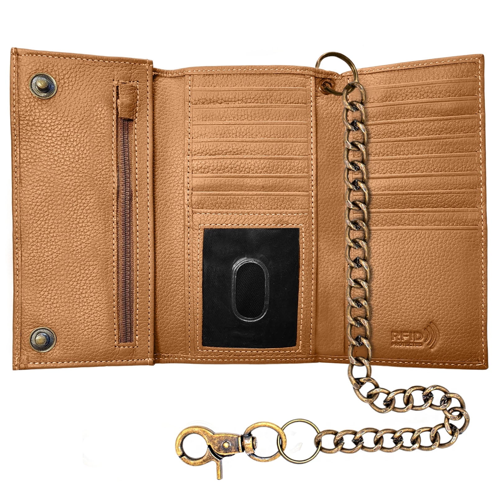 LEVI’S VINTAGE CLOTHING CHAIN WALLET Levi's Black Trifold Wallet Chain Black Snap Closure Trucker