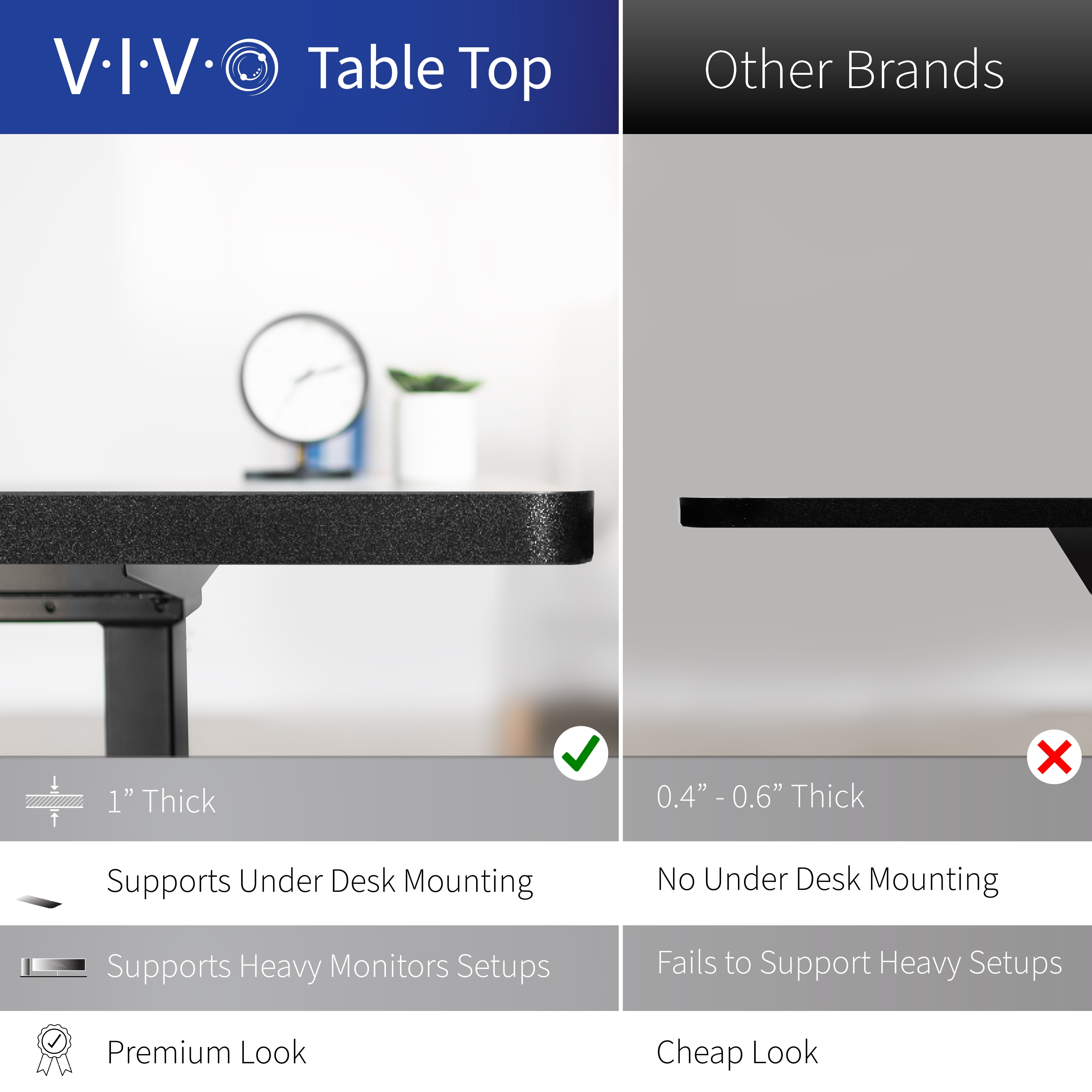 VIVO Electric 71” x 30” Desk, Black & Vintage Brown Table Top, Black Frame