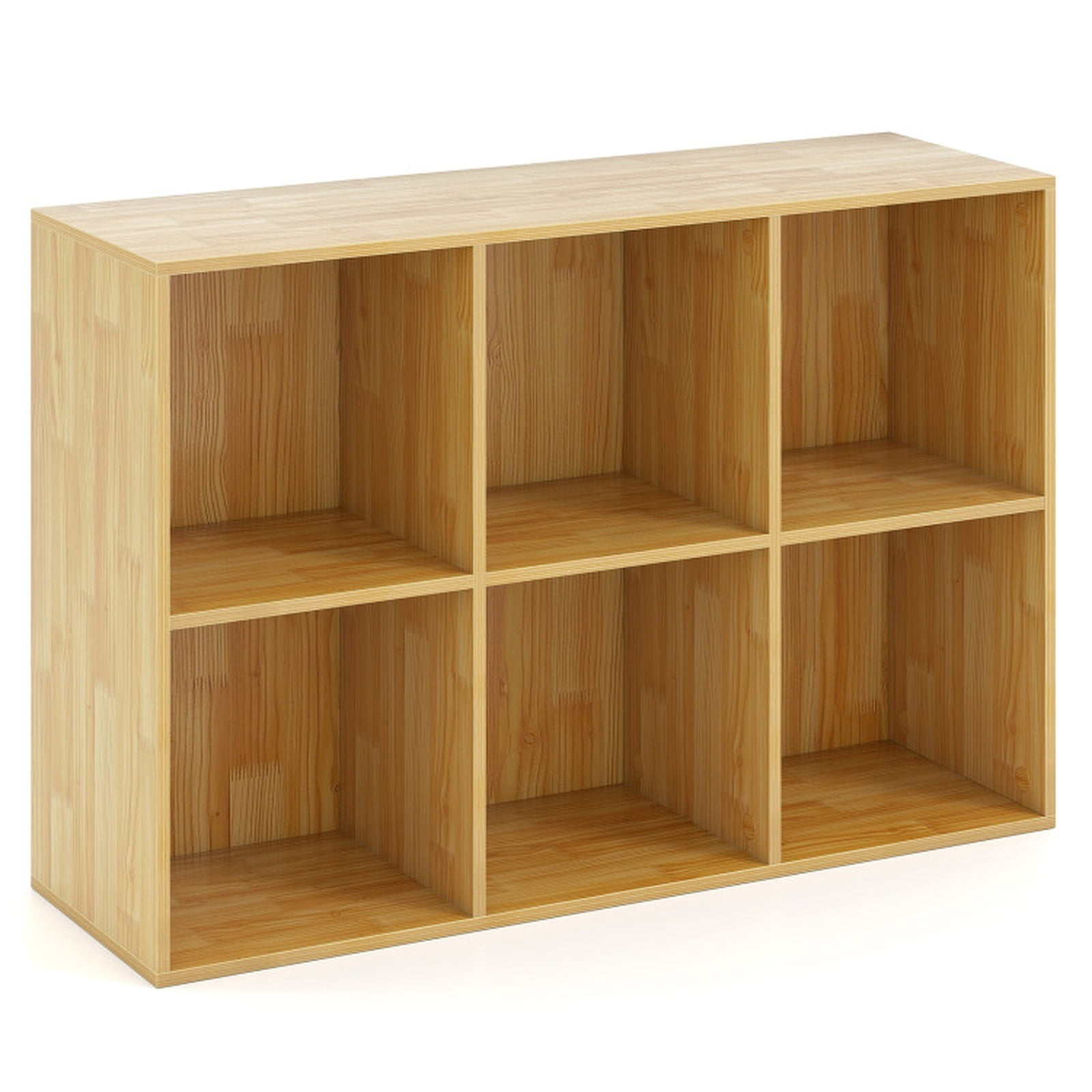Furnibear Modern 6-Cube Bookcase Freestanding Storage Bookshelf with Anti-Tipping Kits for Bedroom and Living Room, Natural