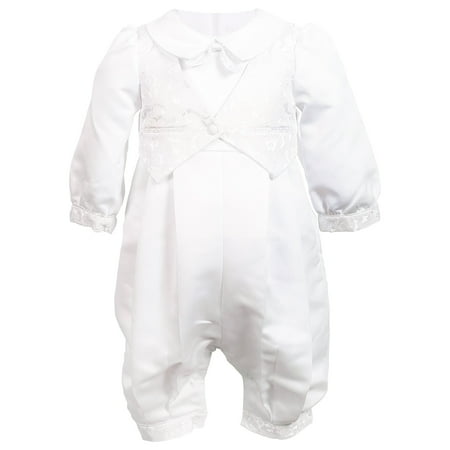 

NIMBLE Baby Boys Newborn Christening Baptism Infant Satin Romper Outfit 0-12M White