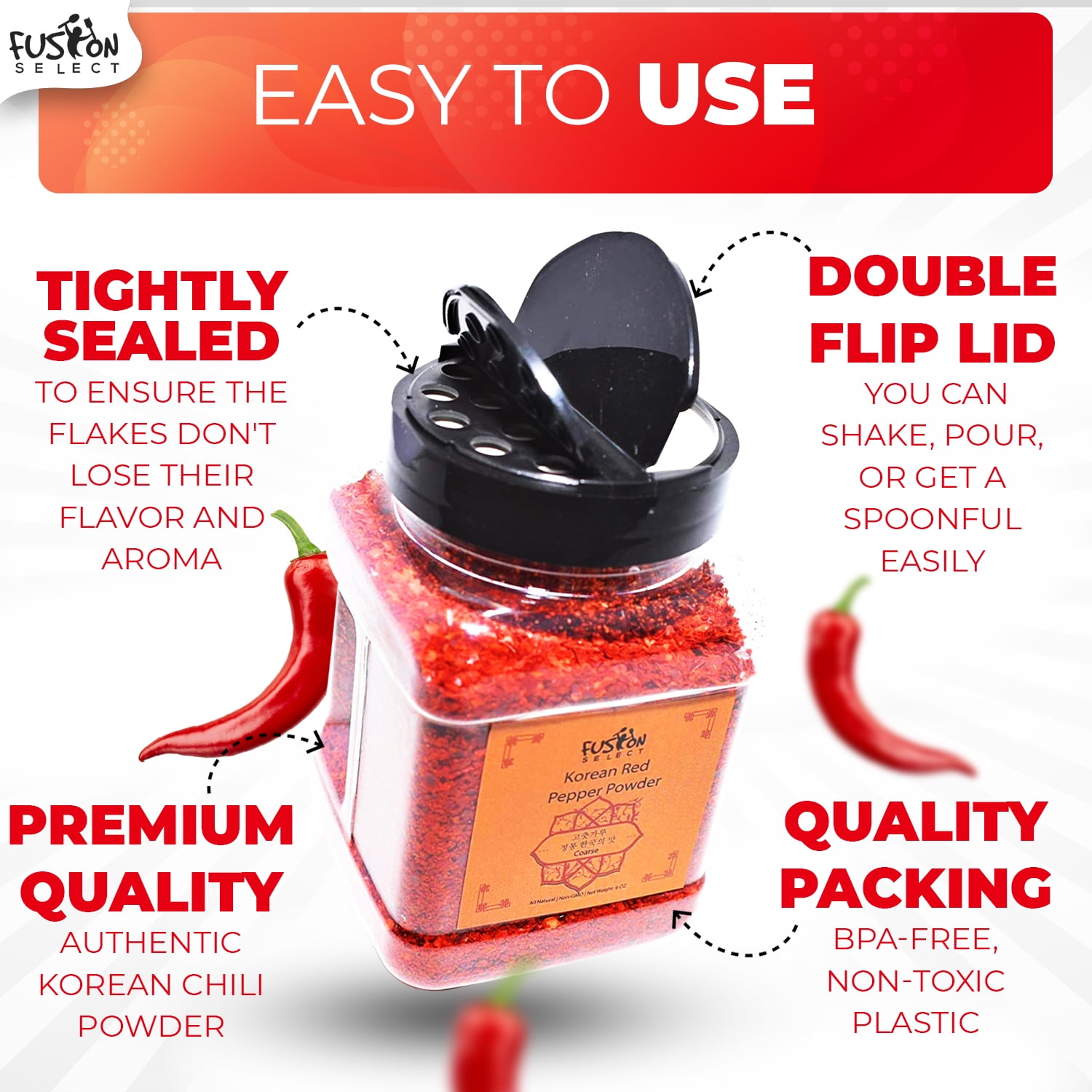 Korean Red Chili, Gochugaru, Hot Pepper Fine Type Powder (5 LB)