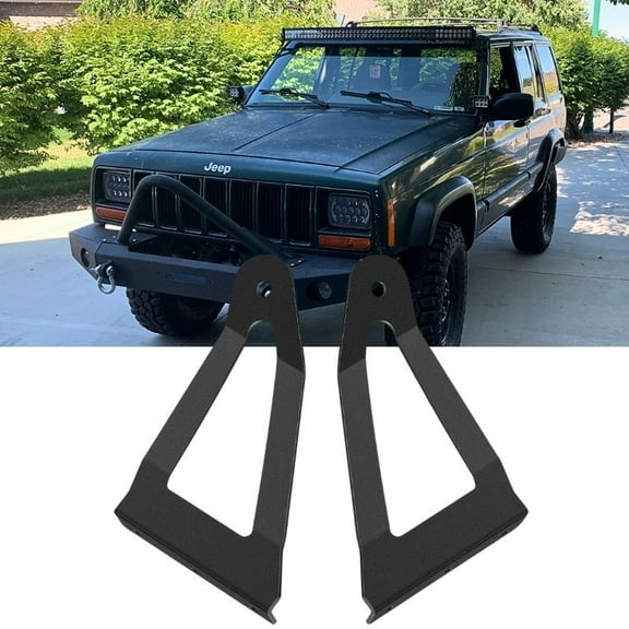 LED Light Bar Brackets for 50" Curved Lightbar Mount Off Road Barlight at Roof/Upper Windshield Compatible with 1984-2001 Jeep Cherokee XJ & 1986-1992 Comanche MJ