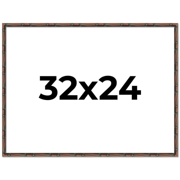 32x24 Frame Brown Bamboo with Dark Coffee/Walnut Finish | Solid Wood Picture Frame Width 0.75
