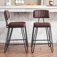 thumbnail image 2 of Vintage Brown Bar Stools with Anti - Slip Caps / Stable Seating for Home Bars, 2 of 6