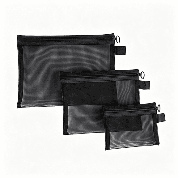 GASTROPOD 3 Pcs Mesh Zipper Pouch Makeup Bags Set,Portable Mesh Cosmetic Bag Travel Toiletry Storage Bags Pencil Purse Organizer Pouches for Home Office Daily Or Traveling Accessories Keep Small