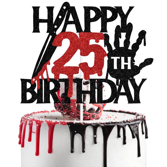 Decoración para tartas con purpurina negra con diseño de «Podemos Bearly Wait» para 25 cumpleaños