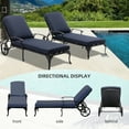 thumbnail image 2 of Aluminum Reclining Outdoor Chaise Lounge with Wheels and Cushions(set of 2)-Navy Blue, 2 of 5