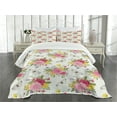 thumbnail image 3 of Ambesonne Shabby Flora Quilted Bedspread Set 3 Pcs, Botanical Garden, Queen Size, Multicolor, 3 of 5