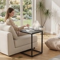 thumbnail image 3 of C Shape End Table, Sofa Table TV Tray Table for couch ,Side Table for Living Room,Bedroom ,Metal Frame c table(Gray), 3 of 16