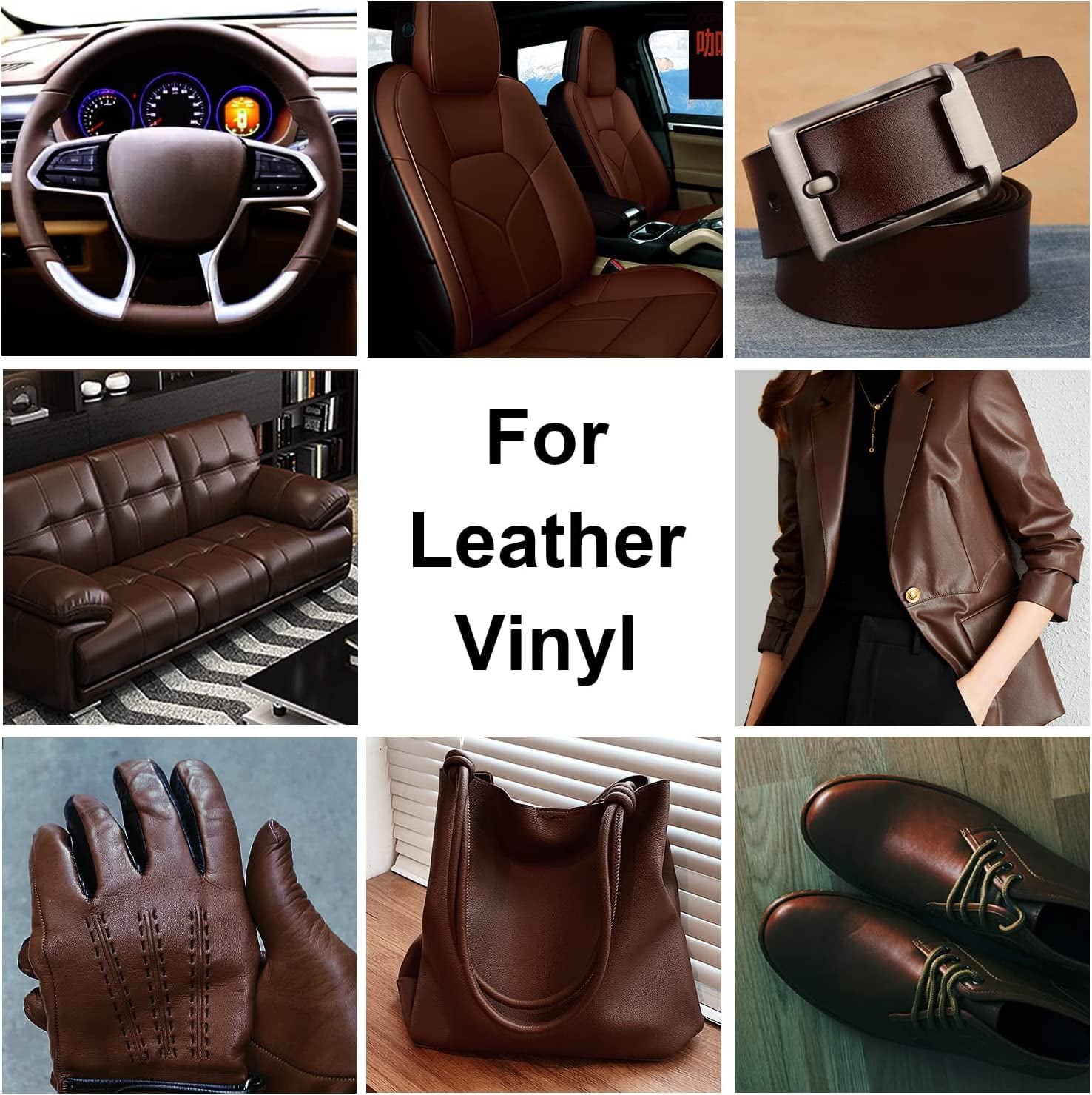 JJEAN-Dark Brown Leather Recoloring Balm, Leather Repair Kit for Furniture, Leather Scratch Remover, Leather Color Restorer for Couch, Car Seats, Shoes - Repair Leather Dye for Scratched and Faded Le