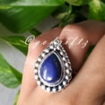 thumbnail image 5 of Teardrop Lapis Lazuli Ring | Handmade 925 Silver Gemstone Ring | Elegant Statement Jewelry, 5 of 9