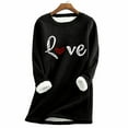 thumbnail image 4 of zaveiop Womens Love Print Sherpa Lined Sweatshirt Warm Winter Crewneck Long Sleeve Thick Fleece Pullover Loose Casual Thermal Tunic Tops (Z3-Black, L), 4 of 4