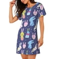 thumbnail image 2 of Fotbe Chemise de Nuit en Coton pour Femmes Motif Lapin, Manches Courtes, Décontractée, Imprimée, 2 of 6