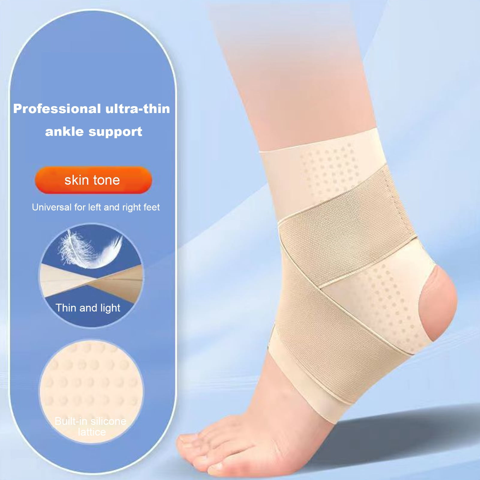 Opolski Ankle Brace Open Heel Ankle Support Ankle Support Stabilizer Elastic Breathable Compression Strap for Arthritis Tendonitis Plantar for Football Skin