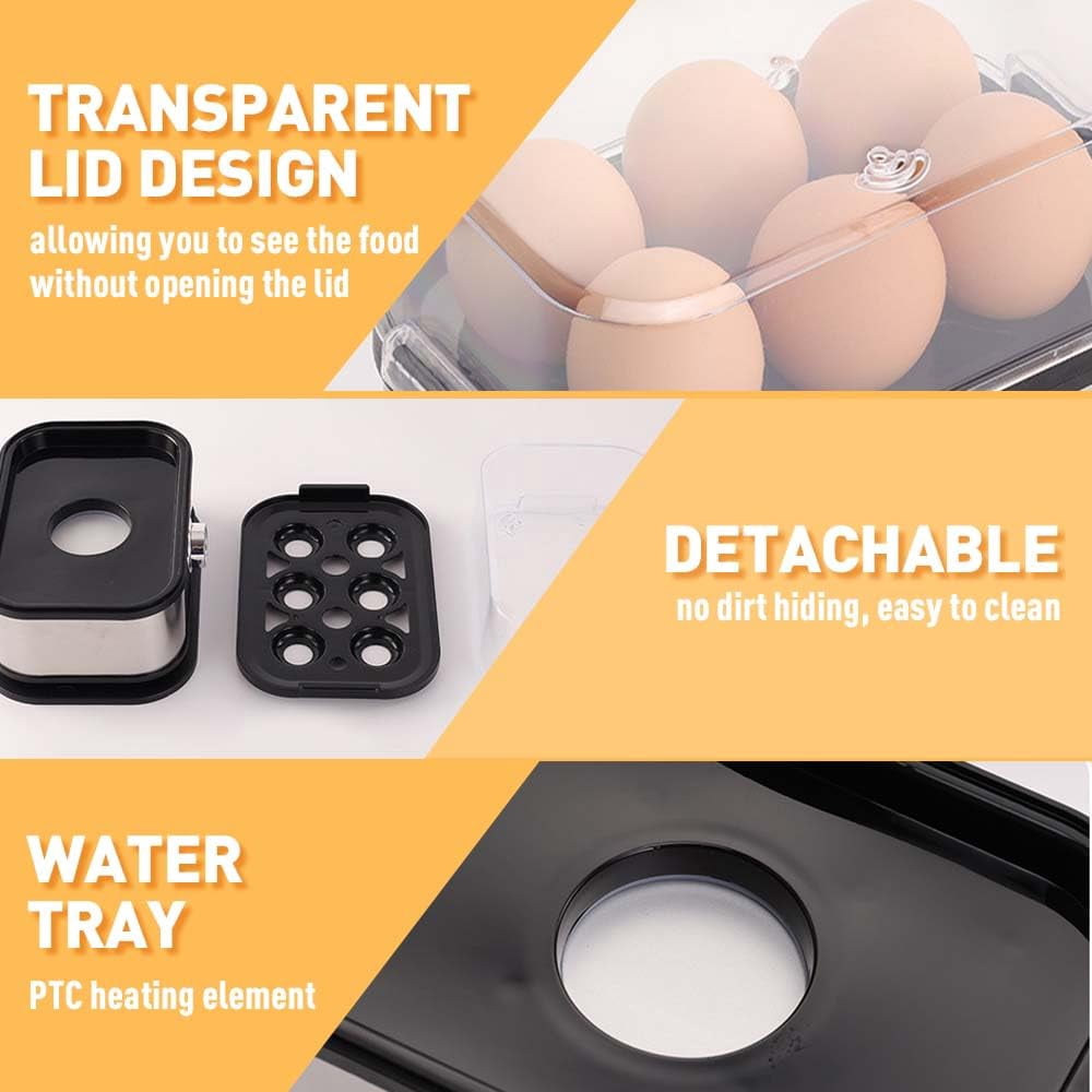 Multifunctional Egg Steamer, 2026 Rapid Electric Eggs Cooker, 6 Egg Capacity, Hard, Medium, Soft Boiled