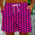 thumbnail image 5 of Penkiiy Men Drawstring Valentine's Day Love Print Beach Casual Trouser Shorts Pant L Hot Pink, 5 of 9