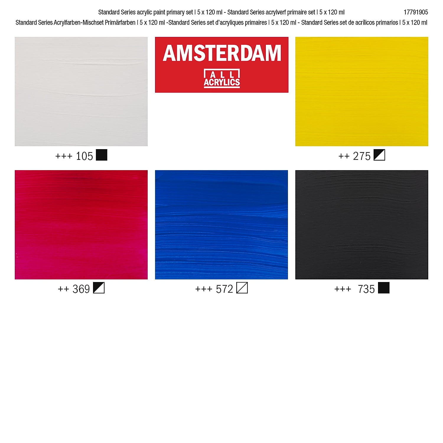 Amsterdam Standard Acrylic Paint Set 120ml 5/Pkg-Primary