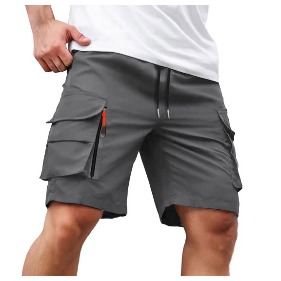Zshosam Mens Shorts Casual Mens Casual Comfy Soft Linen Cotton Drawstring Active Sport Running Hiking Walk Shorts (Grey,L)