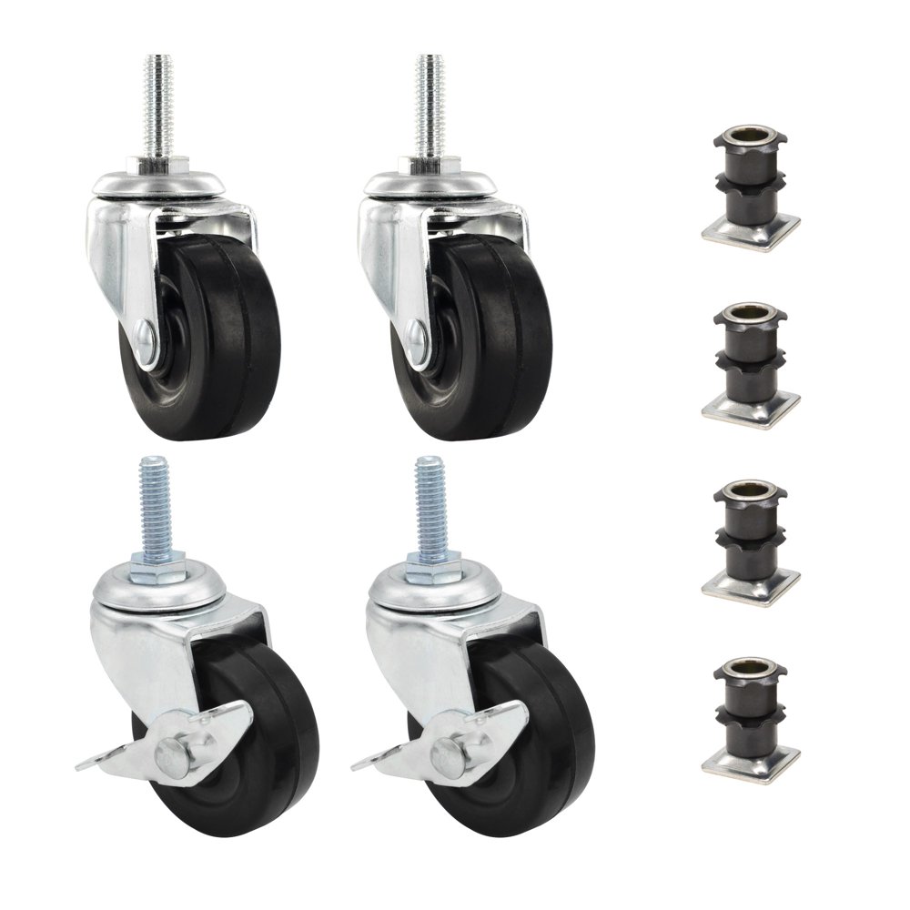 3/4" Square Metal Double Star Caster Insert 5/1618 Threaded Stem 2