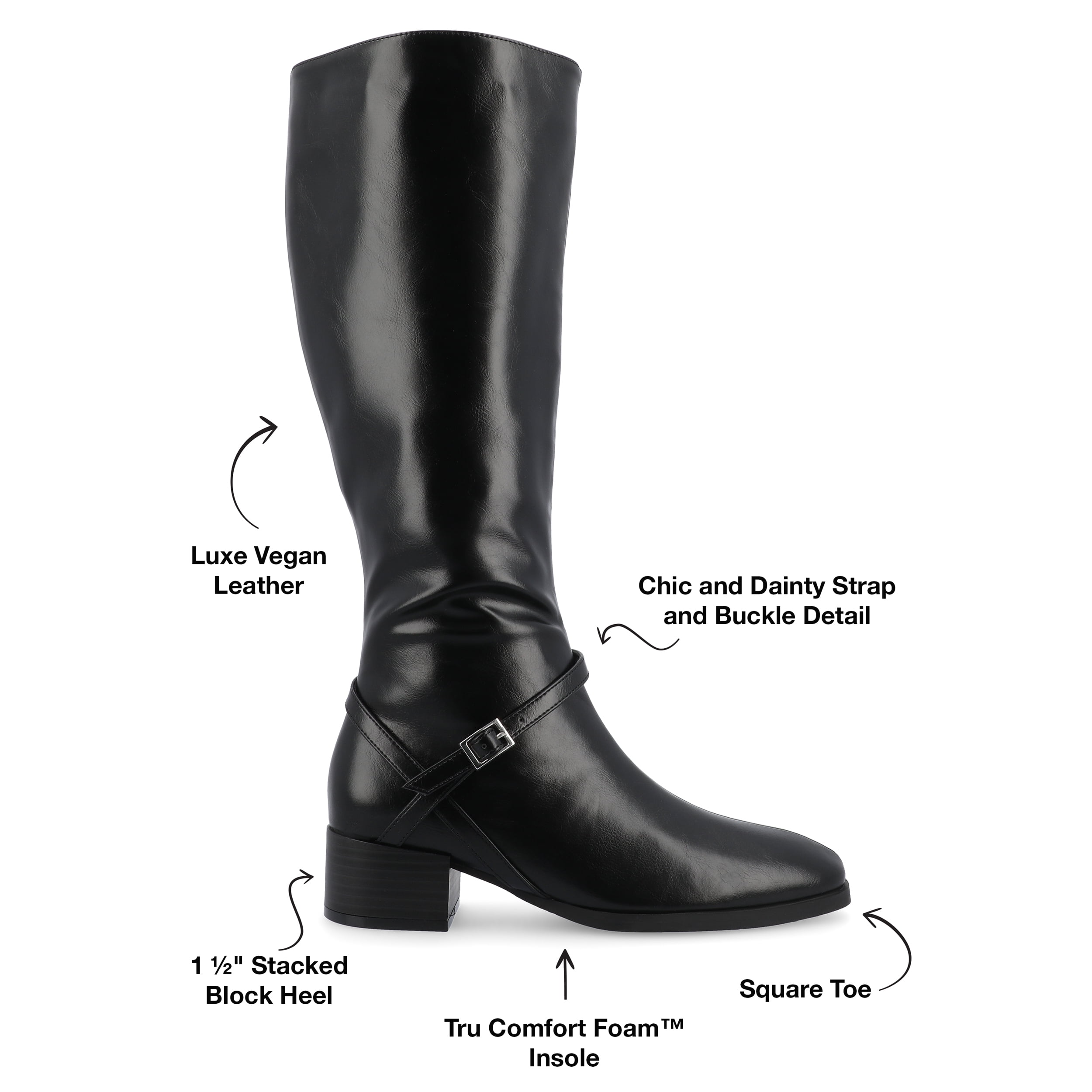 Journee Womens Rhianah Stacked Block Heel Square Toe Boots