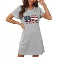 thumbnail image 4 of WREESH Comfort Nightwear Women's Short T-Shirt Dress 4th of July Theme Short Sleeves T-Shirt Dresses Gray, 4 of 7